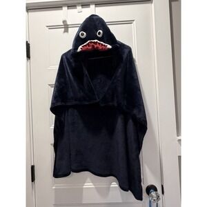Shark Hooded Blanket Hoodie – Navy Plush Fleece Child Sized Wearable Blanket